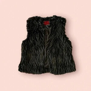 Black and white faux fur vest